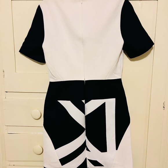 NWT lined Tibi dress black and white pattern with black trim - Picture 4 of 6